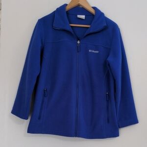 Columbia Fleece Jacket Full Zip Violet Blue Pockets Hiking Outdoors Size Large